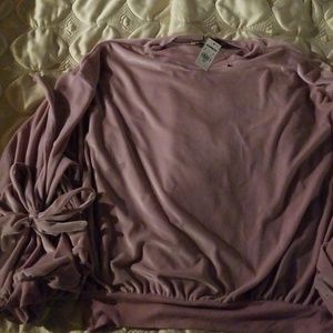 Crushed velvet balloon sleeve sweatshirt